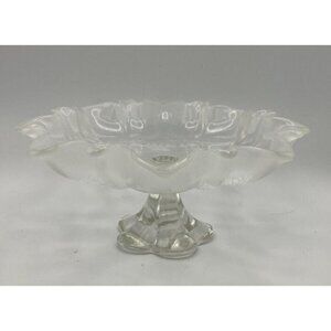 Mikasa Christmas Story Frosted Edge Footed‎ Clear Crystal Candy Dish Bowl